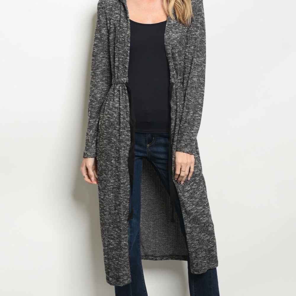 LAST 2‼️CHARCOAL cardigan with - Hoodie - Picture 2 of 3